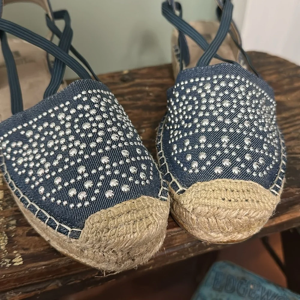WHITE MOUNTAIN Highland Blue Denim Espadrille Sandals
